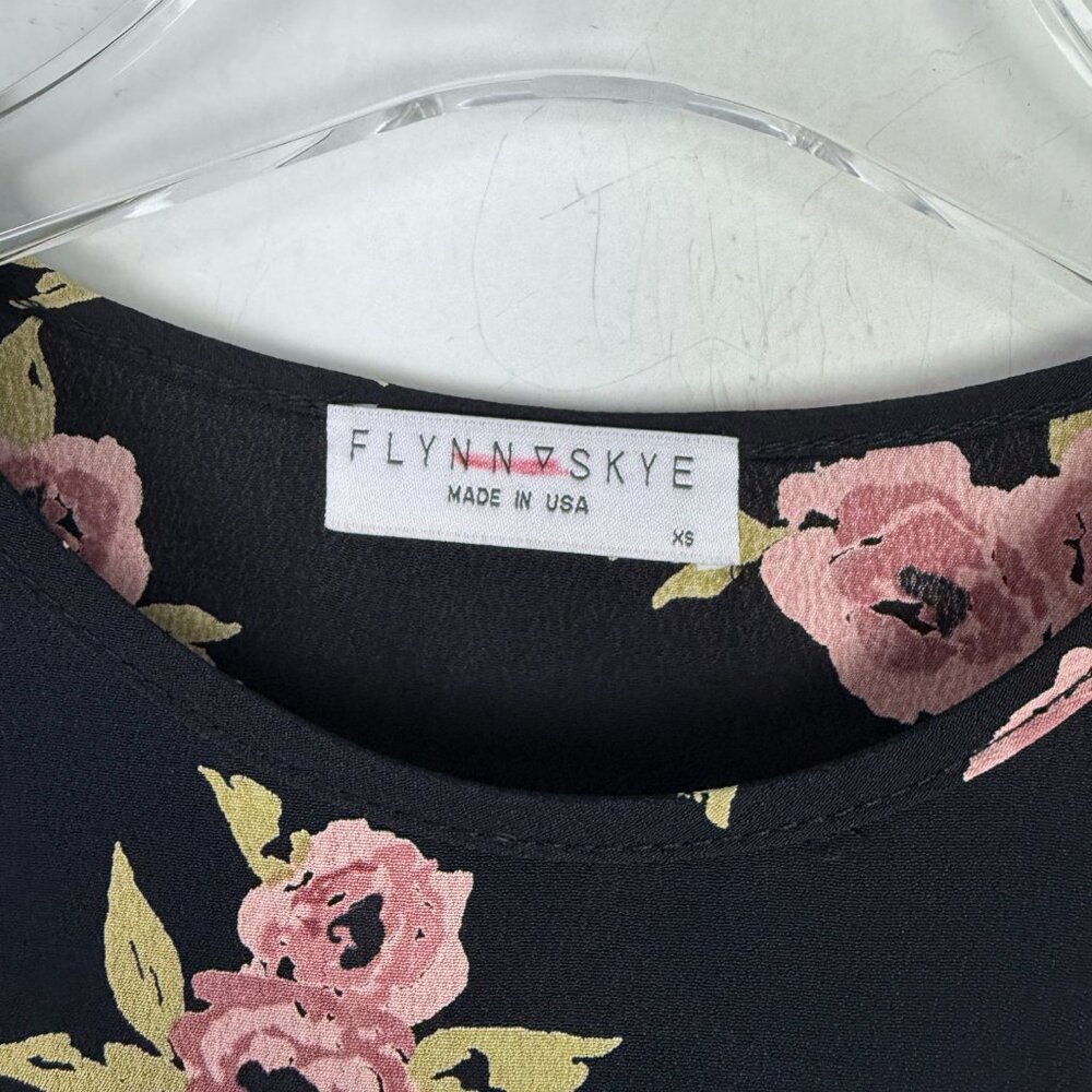 NWT Flynn Skye Elena Mini Dress Night Heavens Floral Long Sleeve Black Size XS - Picture 5 of 15